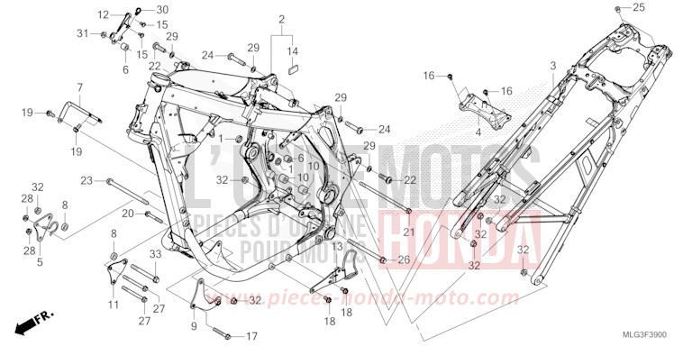 CARROSSERIE DE CHASSIS de Africa Twin DCT GRAND PRIX RED (R380B) 2022